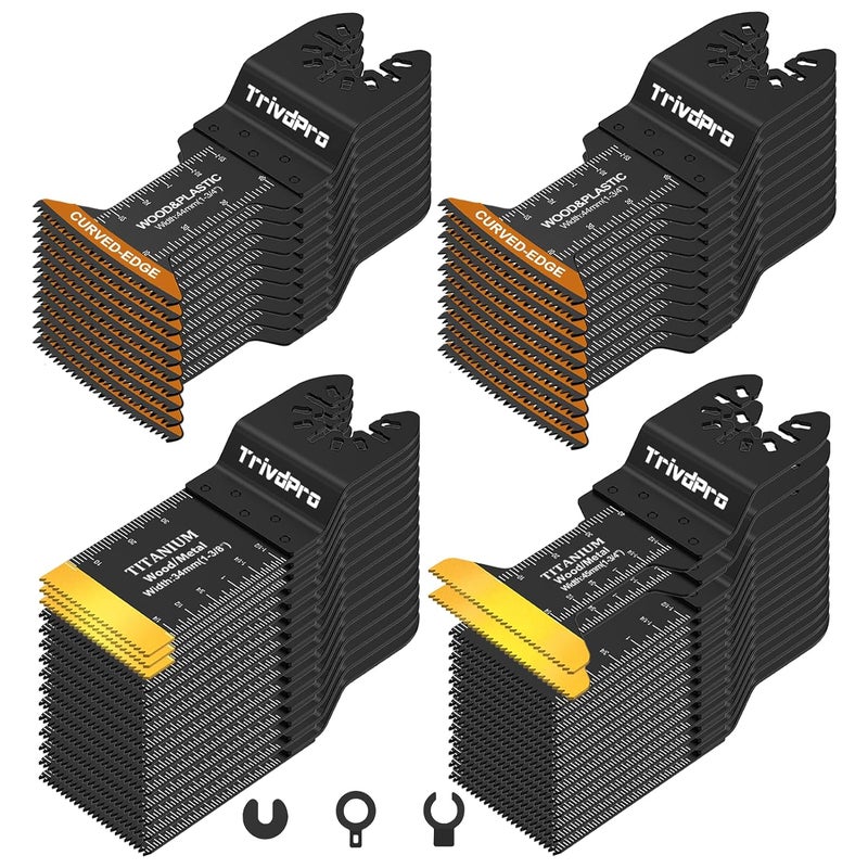 TrivdPro Oscillating Tool Blade Multitool Blades - 50pcs Multi Tool Blades Kits Oscillating Saw Blades for Metal Wood Plastic, Oscillator Blades for Multi Tool Fits Dewalt Milwaukee Ryobi Fein Bosch - Image 1
